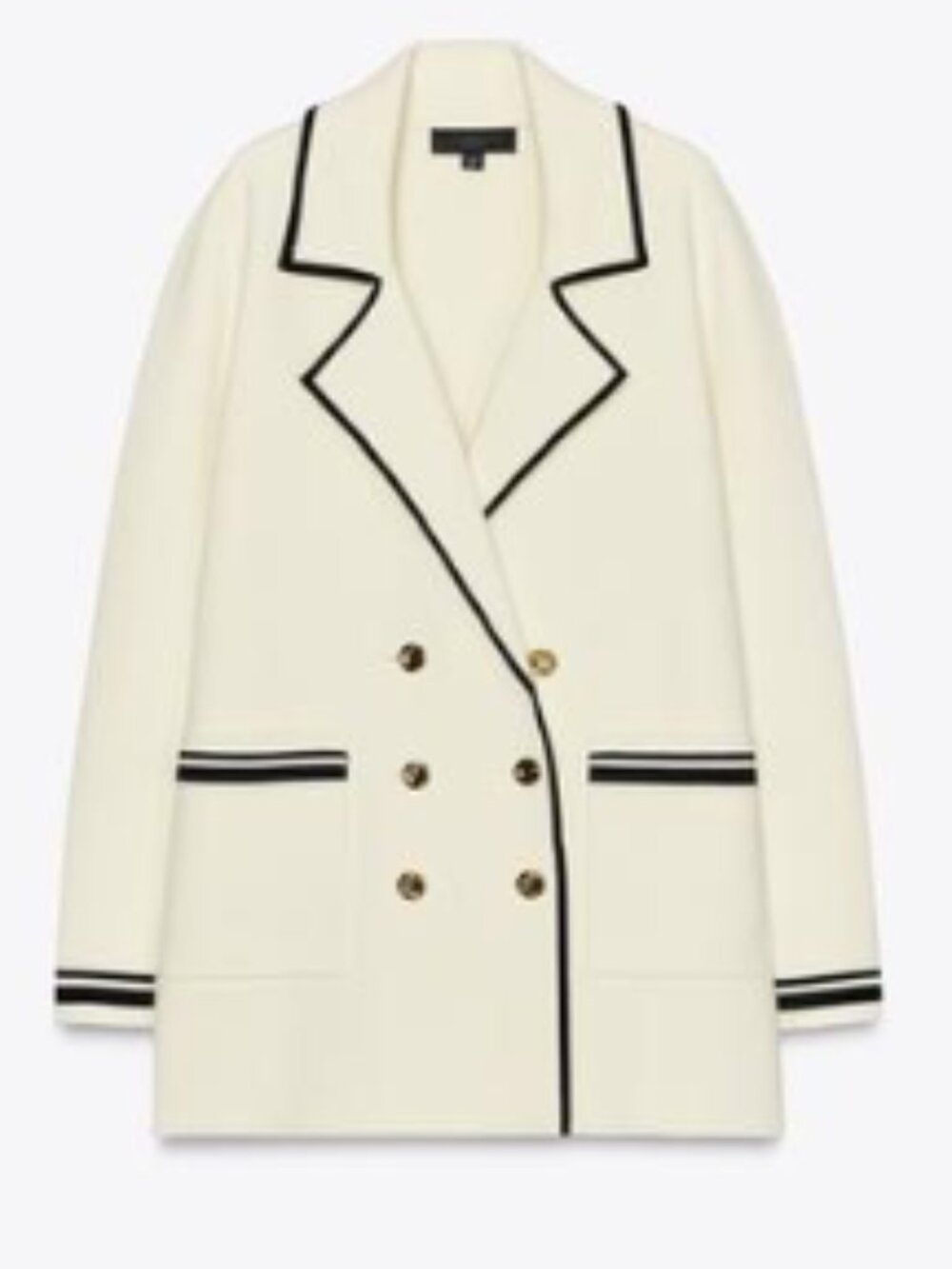 Zara Ecru Double-Breasted Knit Blazer – Small